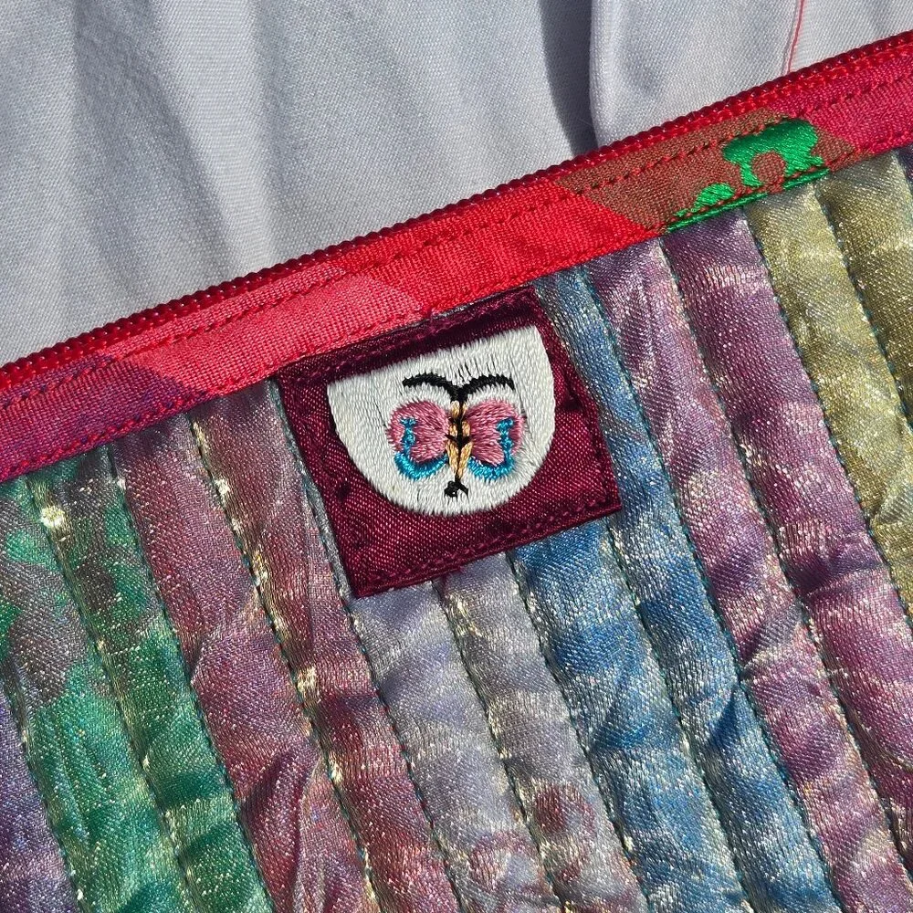 Vintage Rainbow Micro Pastel Clutch Purse with Strap Korea Iridescent Floral